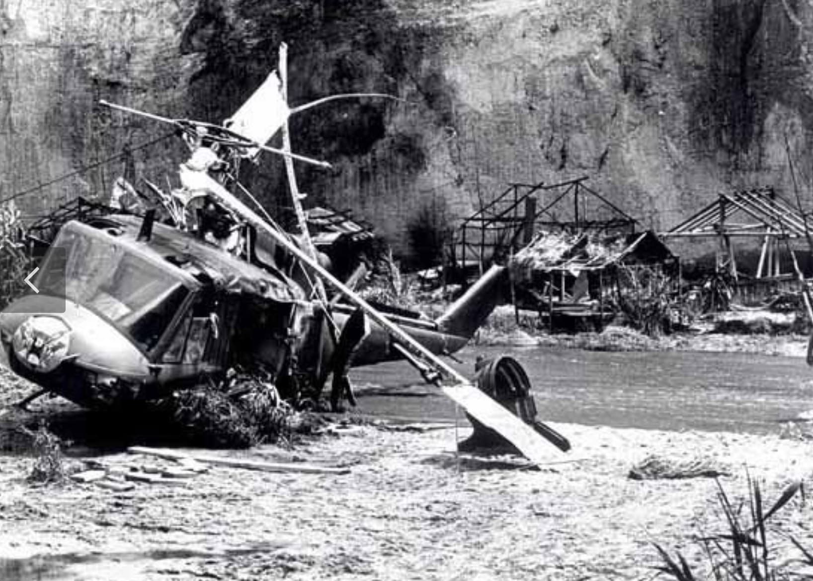 The aftermath of the ‘Twilight Zone’ helicopter accident, where Vic Morrow and two child actors were killed after a Bell UH-1 Iroquois crashed during a stunt for ‘Twilight Zone: The Movie.’